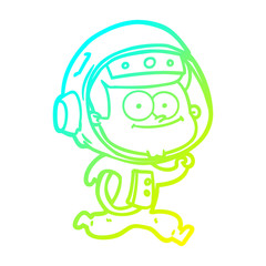 cold gradient line drawing happy astronaut cartoon