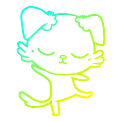 cold gradient line drawing cute cartoon dog