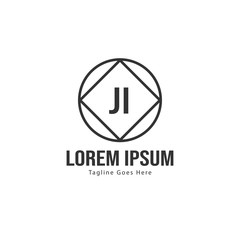 Initial JI logo template with modern frame. Minimalist JI letter logo vector illustration