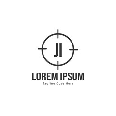 Initial JI logo template with modern frame. Minimalist JI letter logo vector illustration