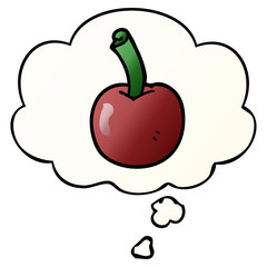 cartoon cherry and thought bubble in smooth gradient style