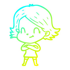 cold gradient line drawing cartoon friendly girl