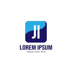 Initial JI logo template with modern frame. Minimalist JI letter logo vector illustration