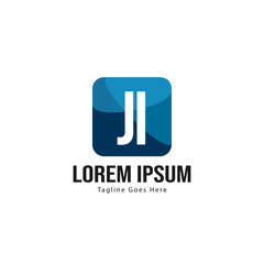 Initial JI logo template with modern frame. Minimalist JI letter logo vector illustration