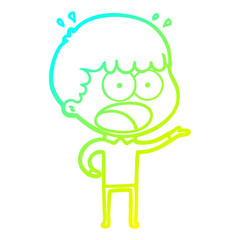 cold gradient line drawing cartoon shocked man
