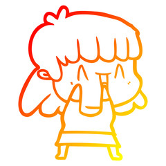 warm gradient line drawing cartoon woman
