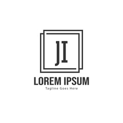 Initial JI logo template with modern frame. Minimalist JI letter logo vector illustration