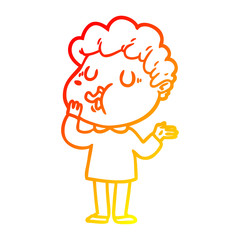 warm gradient line drawing cartoon man singing