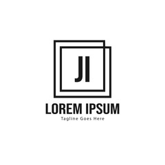 Initial JI logo template with modern frame. Minimalist JI letter logo vector illustration