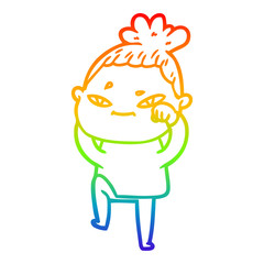 rainbow gradient line drawing cartoon woman