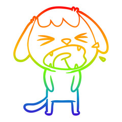 rainbow gradient line drawing cute cartoon dog