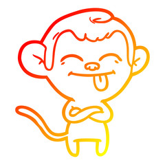 warm gradient line drawing funny cartoon monkey