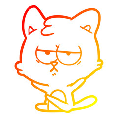 warm gradient line drawing bored cartoon cat