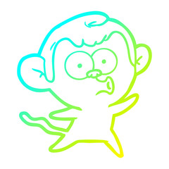 Obraz premium cold gradient line drawing cartoon surprised monkey