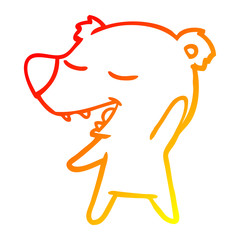 warm gradient line drawing cartoon bear