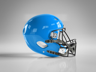 Fototapeta premium Blue American football helmet isolated on white mockup 3D rendering