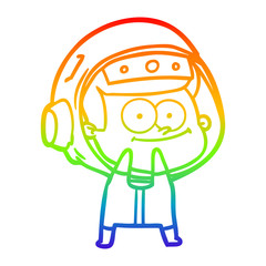 rainbow gradient line drawing happy astronaut cartoon