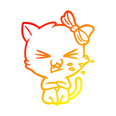 warm gradient line drawing cartoon cat