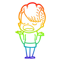 rainbow gradient line drawing cartoon cool hipster girl talking