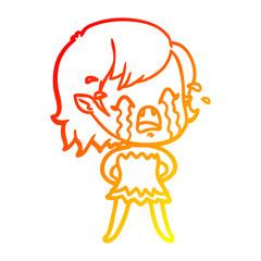 warm gradient line drawing cartoon crying vampire girl
