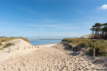 BASSIN D'ARCACHON (France), acc&egrave;s &agrave; la plage du Petit Nice	