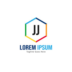 Initial JJ logo template with modern frame. Minimalist JJ letter logo vector illustration
