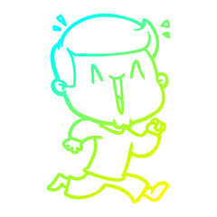 cold gradient line drawing cartoon excited man