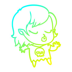 cold gradient line drawing cute cartoon vampire girl