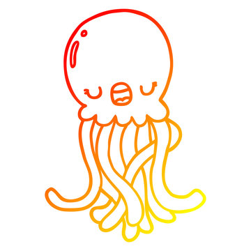 recommend clip art: warm gradient line drawing cartoon jellyfish