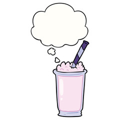 cartoon milkshake and thought bubble