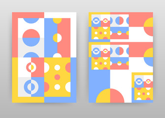 Geometric round shapes design for annual report, brochure, flyer, poster. Geometry yellow red abstract background vector illustration for flyer, leaflet, poster. Abstract A4 brochure template.