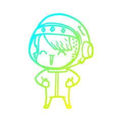 cold gradient line drawing happy cartoon space girl
