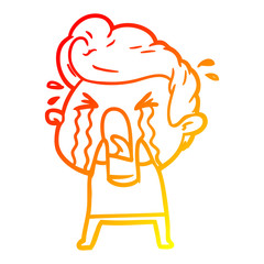 warm gradient line drawing cartoon crying man