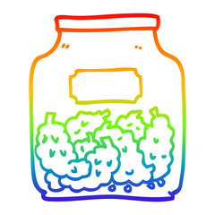 rainbow gradient line drawing cartoon cannabis dispensary jar