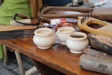 old creative workshop for making musical instruments 