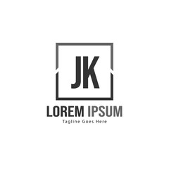 Initial JK logo template with modern frame. Minimalist JK letter logo vector illustration