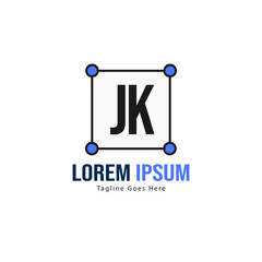 Initial JK logo template with modern frame. Minimalist JK letter logo vector illustration