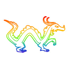 rainbow gradient line drawing cartoon dragon