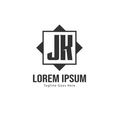 Initial JK logo template with modern frame. Minimalist JK letter logo vector illustration