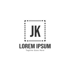 Initial JK logo template with modern frame. Minimalist JK letter logo vector illustration