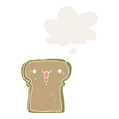 cute cartoon toast and thought bubble in retro style