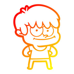 warm gradient line drawing happy cartoon man