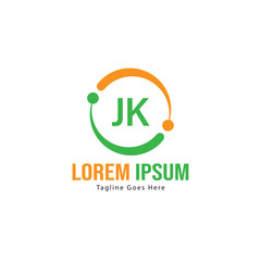 Initial JK logo template with modern frame. Minimalist JK letter logo vector illustration
