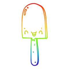 rainbow gradient line drawing cartoon ice lolly