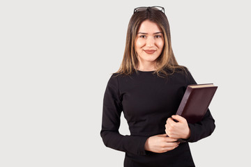 Fototapeta premium businesswoman portrait in black suit 