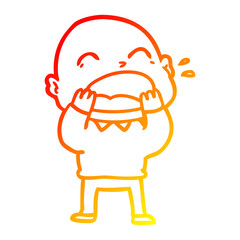 warm gradient line drawing cartoon shouting bald man