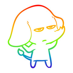 rainbow gradient line drawing annoyed cartoon elephant