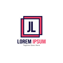 Initial JL logo template with modern frame. Minimalist JL letter logo vector illustration