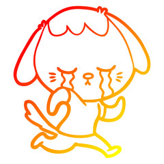 warm gradient line drawing cute puppy crying cartoon