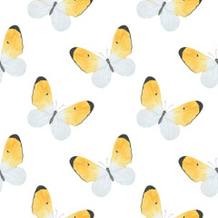 Seamless pattern Butterflies watercolor Illustration handmade design Digital paper Textiles wallpaper photo wallpaper scrapbooking